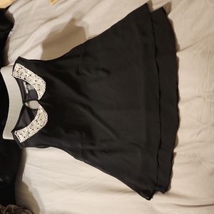 Hot topic Black Blouse with white skull lace trim